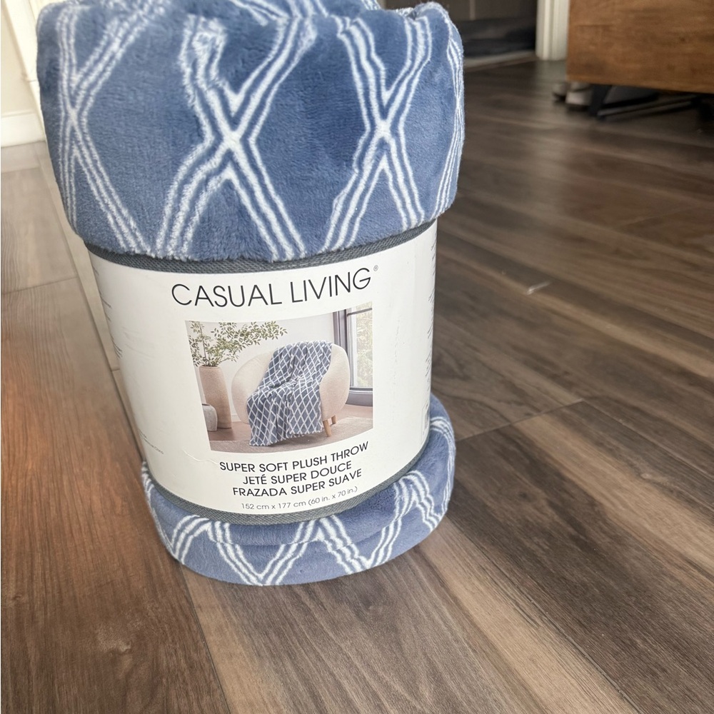 Casual Living Blue Plush Throw